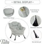 Tiita Lazy Chair with Ottoman, Green Modern Large Accent Chair, Comfy Leisure Sofa Armchair with Ottoman, Reading Chair with Footrest for Bedroom, Living Room, Dorm Rooms, Plush Green