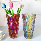 Unbreakable Flower Glass Vase 3.5lb 9.5inch Sparkle vase Bohemian Style, for Centerpieces,Kitchen,Office, Living Room,Wedding,Perfect Home Decor Glass Vase (Sparkle red)