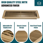 VOISEN Floor Register 4x14, 2 Pack Floor Vent Covers, Steel Adjustable Air Supply Grille Register Vent Cover Grill for Sidewall and Floor, Vent Covers for Home Floor,Brown