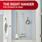 Command Broom Grippers, 3 Hangers and 6 Strips, Damage-Free Mop and Broom Holder Wall Mount, Household Cleaning Tool Organizer for Kitchen, Laundry Room, Closet, Holds up to 4 lb (Pack of 3)