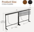 GRLEAF 2 Pack Adjustable Height Narrow Console Table with Power Outlets, 90" Long Sofa Table with Charging Station Behind Couch Table Entryway Table for Living Room and Hallway – Black
