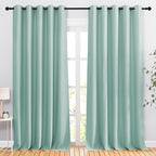 NICETOWN Insulated Curtains Blackout Draperies - Triple Weave Microfiber Home Thermal Insulated Solid Ring Top Blackout Curtains/Panels for Bedroom(Aqua Blue, Set of 2, 66 x 90 Inch)