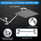Shower Head Combo,8 Inch High Pressure Rain Shower Head with 11 Inch Adjustable Extension Arm and 5 Settings Handheld Shower Head Combo,Powerful Shower Spray Against Low Pressure Water with Long Hose