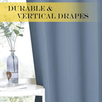 NICETOWN Blackout Sliding Glass Door Curtains, Room Darkening Thermal Insulated Curtains for Living Room Bedroom, Extra Wide Window Drapes, 1 Panel, W80 x L118, Stone Blue