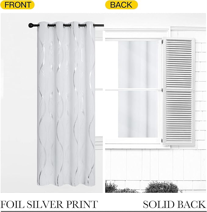 NICETOWN Room Darkening Curtains for Living Room - Easy Care Solid Thermal Insulated Grommet Room Darkening Curtains/Panels/Drapes for Bedroom Decoration (2 Panels, 52 by 72, Greyish White)