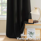 H.VERSAILTEX Blackout Curtains for Bedroom Thermal Insulated Living Room Curtains 102 Inch Long Grommet Privacy Protection Window Curtain Panels/Drapes for Nursery, 2 Panels, Jet Black