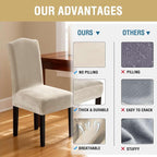 H.VERSAILTEX Dining Chair Covers Velvet Stretch Chair Covers for Dining Room Set of 6 Parson Chair Slipcovers Chair Protectors Covers, Soft Thick Solid Velvet Fabric Washable, Ivory