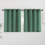 NICETOWN Olive Green Linen Kitchen Curtains 36 inch Length, Decorative Thick Flax Small Window Treatments Privacy Assured with Light Filtering for Bedroom/Bathroom, W55 x L36, 2 Panels