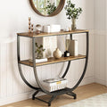 GILLAS 3 Tier Console Tables, 30" Height Entryway Table, Sofa Table Behind Couch, Industrial Entryway Furniture TV Stand with Storage for Living Room, Easy No-Extra-Tools Assembly, Rustic Brown