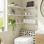 YGEOMER 23.6 Inch Floating Shelves for Wall, Farmhouse Wall Shelves for Bedroom, Bathroom Storage, Living Room and Kitchen Decor (Set of 6 White)