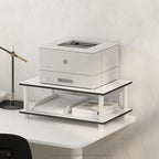Furinno JUST Printer Stand with Storage, 2-Tier Under Desk Printer Stand, Printer Table, Toolless Assembly, for CPU, Office Supplies, Home Office, White