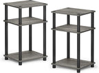 Furinno JUST Side Table Set of 2, 3-Tier End Tables, Open Shelves Night Stand, Nightstand, Toolless Assembly, for Living Room, Bedroom, French Oak