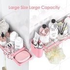 NESOMI Shower Caddy Adhesive Shower Organizer 8-Pack, Rustproof Stainless Steel Bathroom Shelves, Large Capacity No-Drill Rack Storage Accessories with Soap Dish Toothbrush Holder Hooks
