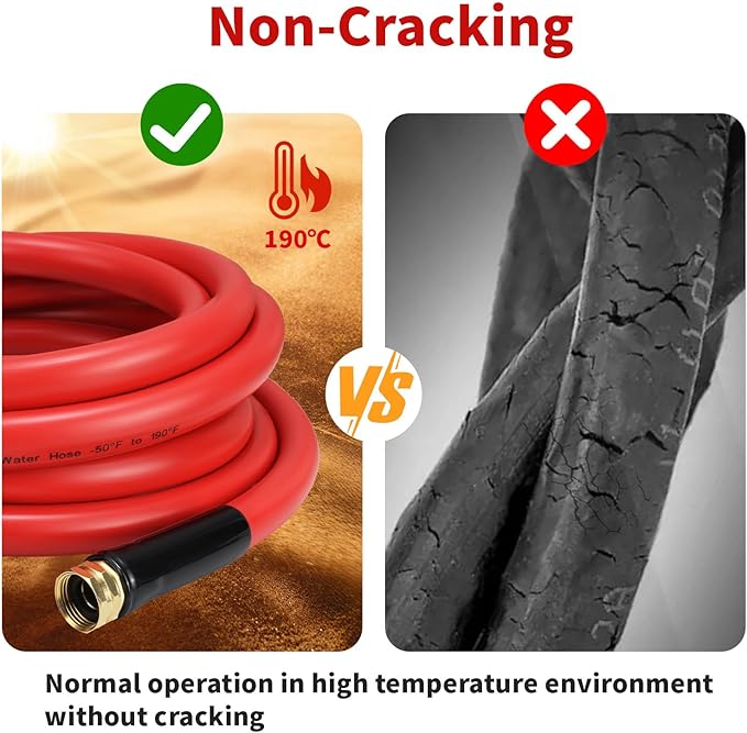 Garden Hose 20 ft x 5/8” Hot Water Hose, -50°F to 190°F,Burst 600Psi Flexible & Lightweight Upgraded Rubber Hoses,3/4” Solid Fittings for All-weather Outdoor Lawn & Garden