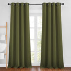 NICETOWN Olive Curtains 96 inches Long, Grommet Thermal Insulated Room Darkening Curtains Privacy Window Treatments for Boys Room/Living Room, W46 x L96, 2 Panels