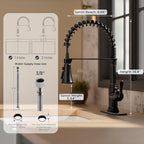 FORIOUS Rustic Kitchen Faucet with Pull Down Sprayer Oil Rubbed Bronze, 3 Modes Stainless Steel High Arc Vintage Spring Sink Faucet 1 or 3 Holes for Pot Filler, Farmhouse Camper Wet Bar