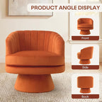 CANMOV Swivel Accent Chair with Armrest Set of 2, Modern 360 Degree Swivel Barrel Chair with Curve Back and Soft Cushion, Comfy Velvet Round Armchair Single Sofa for Living Room, Waiting Room, Orange