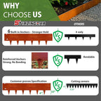 40"x10" Corten Steel Landscape Edging, 6-Pack (20ft Total) – Rusted Metal Garden Border, Lawn & Flower Bed Edging, Decorative Hammer-in Outdoor Landscaping Border for Yard, Pathways & Driveways