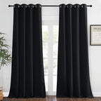 NICETOWN Blackout Bedroom Window Curtain Drape - (52 by 120 inches, Black, Sold as 1 Panel) Thermal Insulated Solid Grommet Drape for Hall/Dining Room