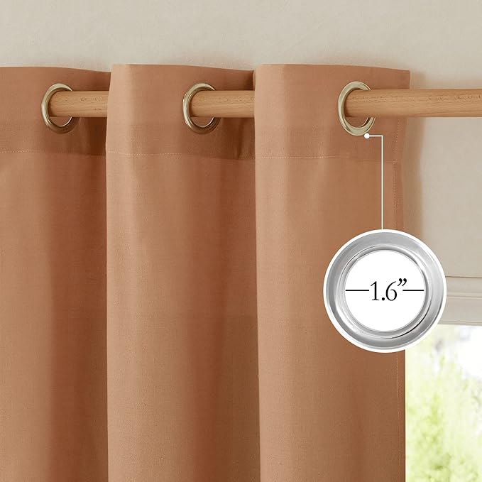 NICETOWN Linen Burnt Orange Window Curtains 84 inches Long, Grommet Thick Linen Blend Window Treatments Privacy Assured with Light Filtering for Bedroom/Living Room, W42 x L84