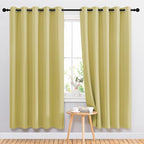 NICETOWN Room Darkening Curtain Panels 72 - Window Treatment Energy Saving Thermal Insulated Solid Grommet Room Darkening Drapes for Living Room (Paler Yellow, 1 Pair, 66 by 72-Inch)