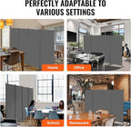 VEVOR Room Divider, 4 Panel Room Divider, 136" W Folding Privacy Screen and Portable Partition Divider for Room Separation, Freestanding Room Partitions for Office, Bedroom, Study, Grey