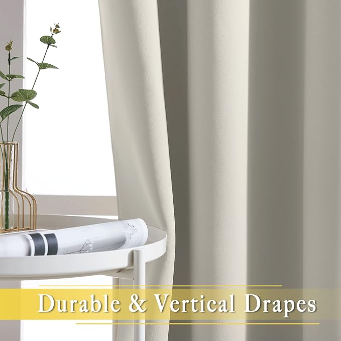NICETOWN Blackout Curtains 72 inches Long, Grommet Privacy Window Treatment Thermal Insulated Room Darkening Sliding Glass Door Drape for Bedroom Living Room, 1 Panel, W100 x L72, Natural