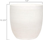 Creative Co-Op Large Matte White Embossed Stoneware Planter