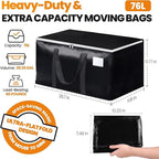 Heavy-Duty & Extra Capacity Moving Bags with Backpack Straps, Storage Totes with Double Zipper & Strong Handles, Packing Bags Alternative to Moving Boxes, Moving Supplies (8 Pack, Black)