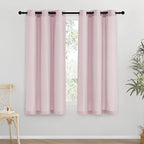 NICETOWN Blush Pink Short Linen Curtains for Kitchen, Thick Flax Small Window Treatments Semi Sheer Privacy Assured with Light Through for Cafe/Bathroom, W42 x L63, 2 Panels