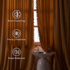 NICETOWN Mustard Gold Pom Pom Velvet Curtains 8 ft Long - Room Darkening Luxurious Drapes for Living Room & Bedroom, Extra Long Window Treatments, 52" W x 96" L, 2 Panels