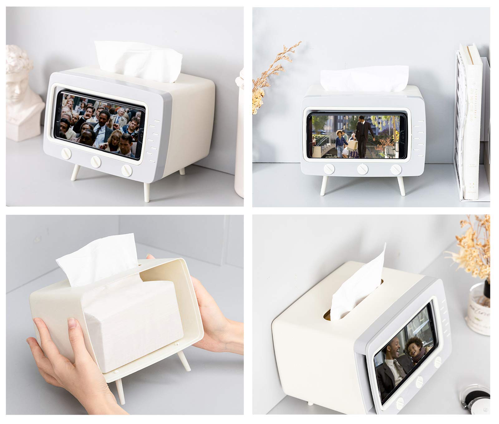 TV-Shaped Tissue Box Holder – 2-in-1 Tissue & Phone Stand for Home