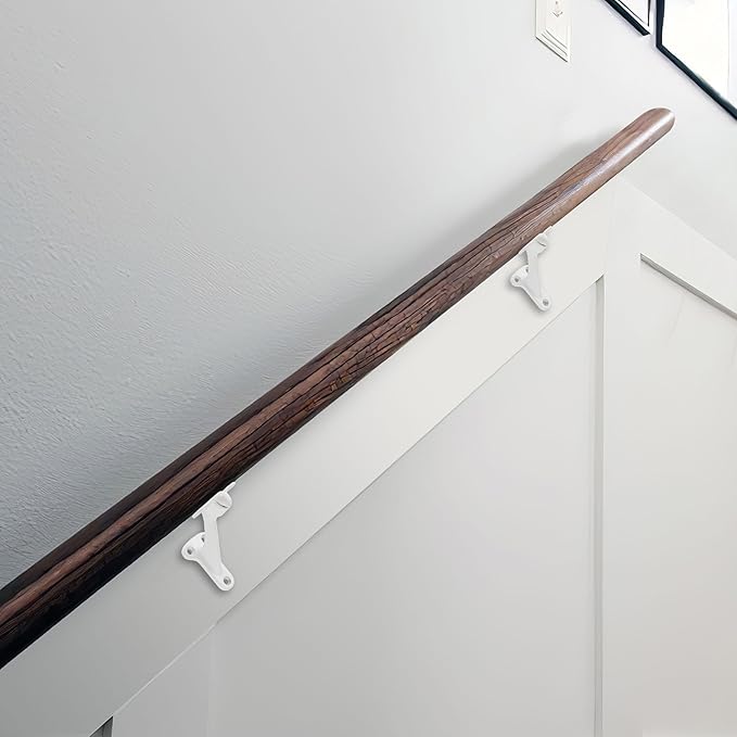 khtumeware 2 Pack 3 Inch White Hand Rail Bracket Heavy Duty Hardware for Stairways, Home or Office Vintage Stair Support Handrail Brackets