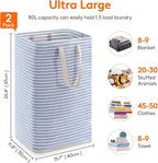 Lifewit 2 Pack Laundry Basket 80L Each, Collapsible Clothes Hamper with Reinforced Handles, Freestanding Waterproof Design for Bedroom and Laundry Room, Blue 160L Total