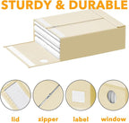 SpaceAid 3 Pack Bed Sheet Organizers and Storage, Foldable Linen Closet Organizer, Set Folder Keeper With Window XL (Queen & King Size) Bedding Container (Beige)