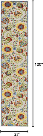 Nourison Home Aloha Ivory Multicolor 2'3" x 10' Area Rug - Easy Clean, Non Shedding, Bed Room, Living Room, Dining Room, Kitchen (10' Runner)