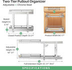Pull out Cabinet Organizer, 2 Tiers 17"W X 21"D, Heavy Duty Smooth Sliding Under Cabinet Shelves for Pots and Pans, Full-Extension Roll out Drawers, Slide out Organization for Home Kitchen Pantry