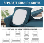 H.VERSAILTEX 4 Piece Stretch Sofa Covers for 3 Cushion Couch Covers for Living Room Furniture Slipcovers (Base Cover Plus 3 Seat Cushion Covers) Upgraded Thicker Jacquard Fabric (Sofa, Deep Teal)