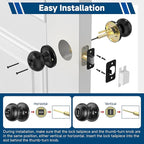 Estmoon 5 Pack Interior Door Knobs Black Privacy Door Handle, Keyless Door Locks for Interior Doors Locks for Bedroom/Bathroom, Interior Lockset for Left/Right Handled Doors
