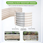 Galvanized Raised Garden Bed - 6x2x1.4FT Metal Planter Boxes Outdoor | Oval Steel Raised Bed Kit for Gardening with Protective Tape, Gloves for Vegetables, Flower, Herb (White)