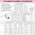 Cleaning Planner, Cleaning Schedule and Checklist Organizer, Daily Weekly Monthly Household Cleaning Planner, Chore Chart Notebook for Home, Family Cleaning Tasks, DIY Home Improvement, Editable Template