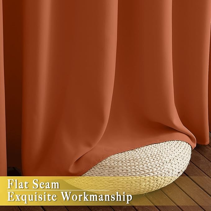NICETOWN Blackout Living Room Curtain 108 inches Length - Grommet Thermal Insulated Cold & Heat Blocking Window Treatment Sound Reducing Drape for Bedroom (Burnt Orange, 1 Panel, W52 x L108)