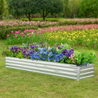 2 Pack 6x1.5x1FT Galvanized Raised Garden Beds Kit Outdoor Metal Gardening Planter Box for Vegetable Elevated Flower Herbs,Silver