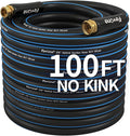 Fevone 100 ft Kink Free Garden Hose, All Weather Flexible, Heavy-Duty & Durable, Solid Brass Fittings, Leak-Free Connection