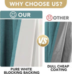 H.VERSAILTEX Linen Blackout Curtains 108 Inches Long 100% Absolutely Blackout Thermal Insulated Textured Linen Look Curtain Draperies Anti-Rust Grommet, Energy Saving with White Liner, 2 Panels, Teal