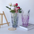 Unbreakable Flower Glass Vase 2.4lb 9.5inch Sparkle vase Bohemian Style, for Centerpieces,Kitchen,Office, Living Room,Wedding,Perfect Home Decor Glass Vase (Gradient Gray)