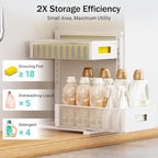 Under Sink Organizer Adjustable Height 2 Tier Bathroom Organizer Pull Out Cabinet Organer kitchen organizers and storage fridge organizers and storage,White,XL-1 Pack