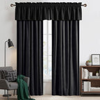 NICETOWN Black Velvet Valance Curtains for Windows 16 inch Length, Kitchen Window Treatment Room Darkening, W52 x L16, 1 Panel