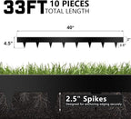 Worth Garden 10-Pack Galvanized Steel Landscape Lawn Edging - 4.5in H Black Powder Coated Bendable Metal Strips - Hammer-in Edging Border w/ 11 Clips - Yard Pathway Divider (33Ft Total)