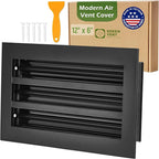 Modern Air Vent Cover 12x6 (Duct Opening) - Decorative Black Aluminum Linear Slot Diffuser for Wall, Ceiling, Floor Register - Quiet Operation HVAC Grille for Home with Adjustable Airflow